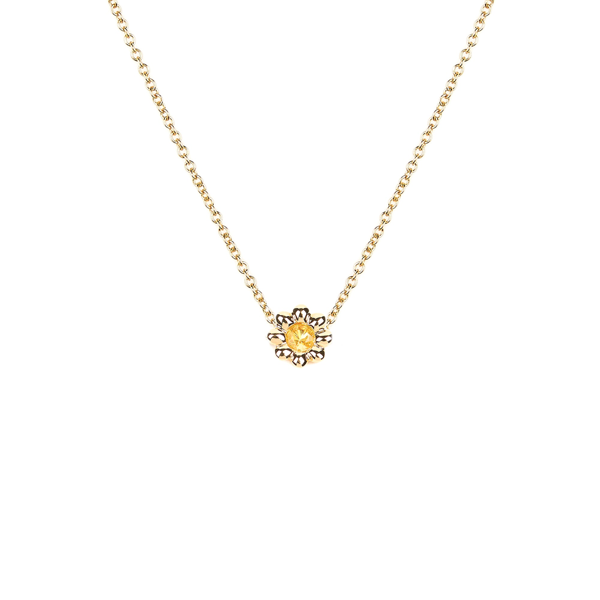Lemon Sapphire Flower Necklace