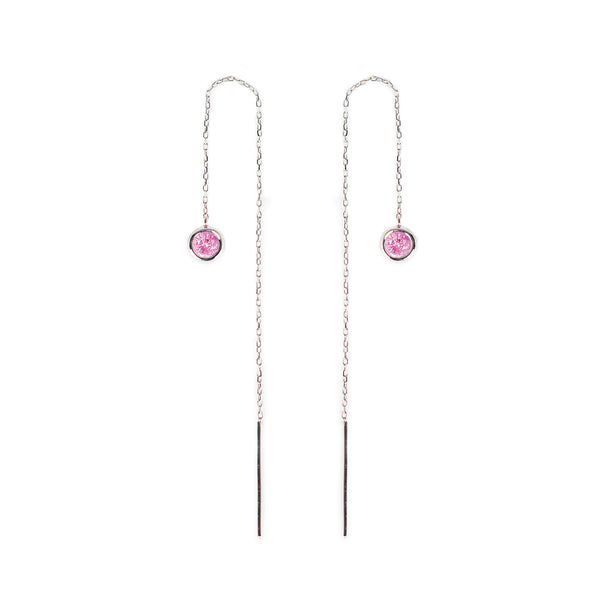 Pink Sapphire Bezel Earrings