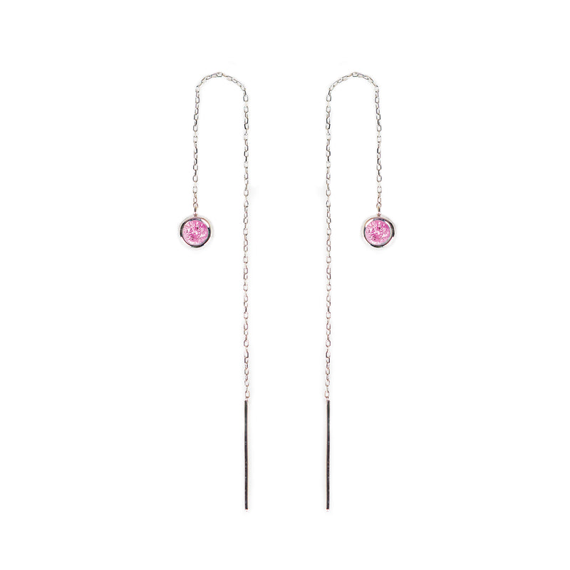 Pink Sapphire Bezel Earrings