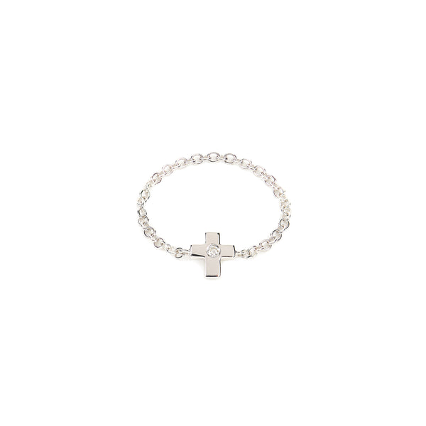 White Gold Diamond Cross Ring