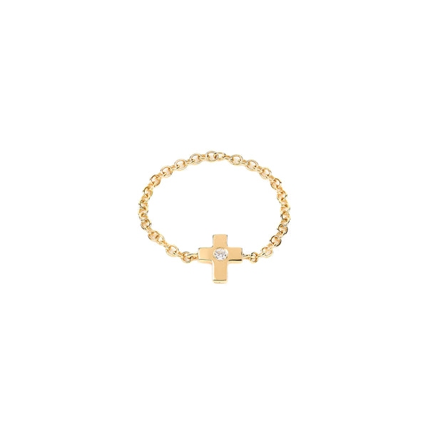 Yellow Gold Diamond Cross Ring