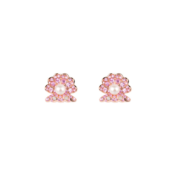 Pink Sapphire Seashell Stud Earring