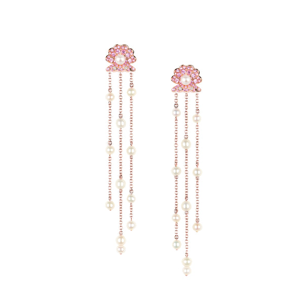 Pink Sapphire Seashell Earring