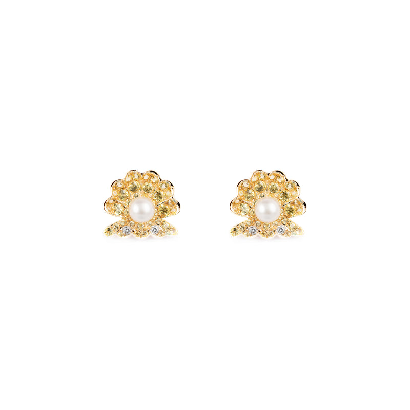 Lemon Sapphire Seashell Stud Earring