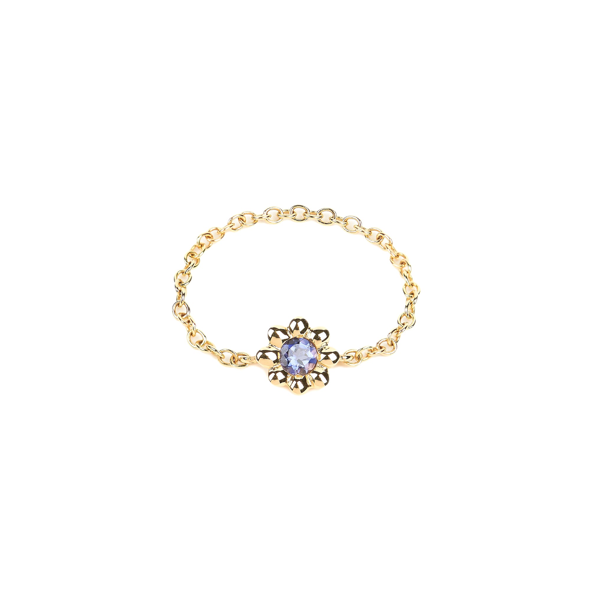 Iolite Flower Ring