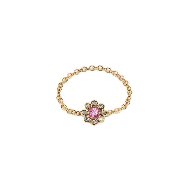Pink Sapphire Diamond Flower Ring