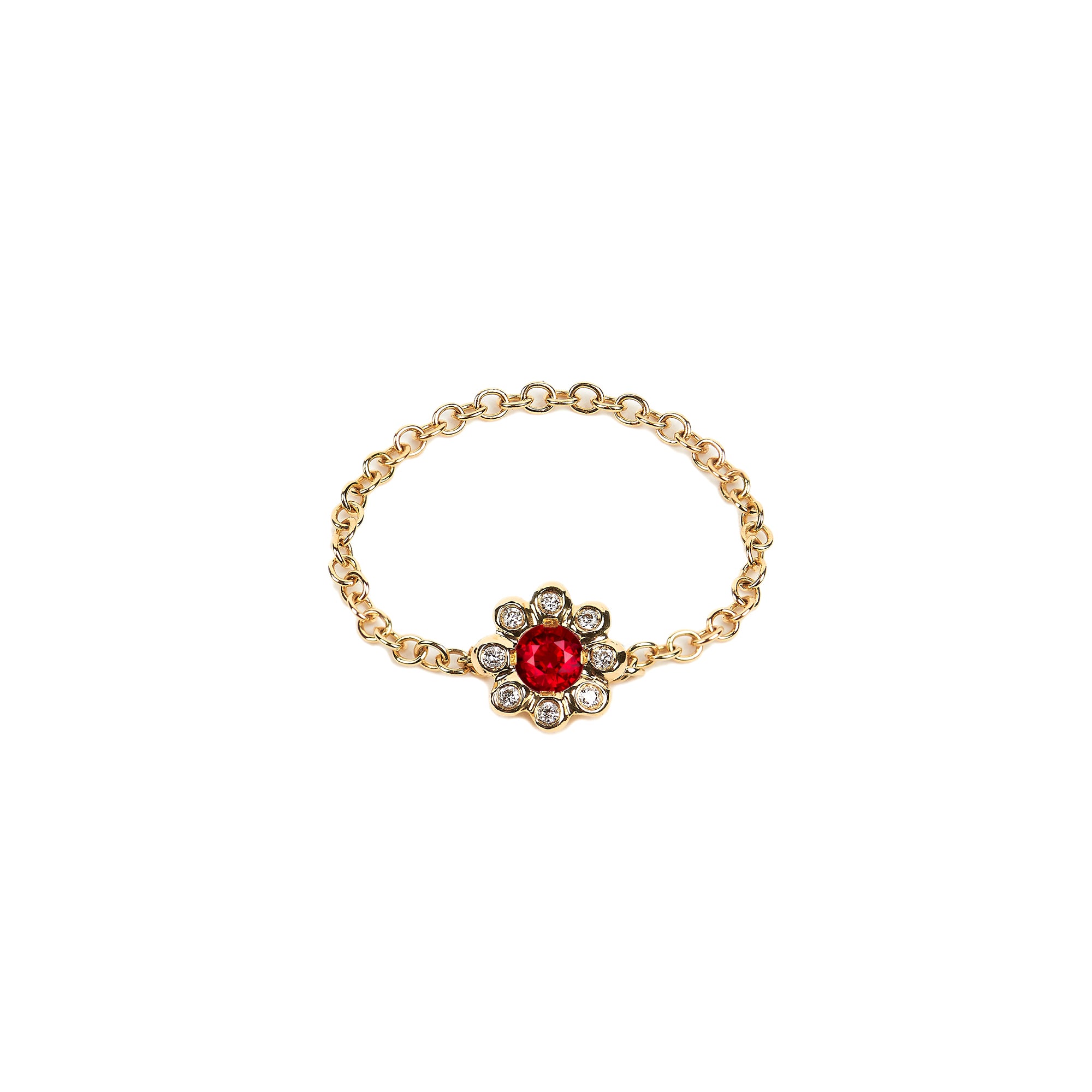 Ruby Diamond Flower Ring