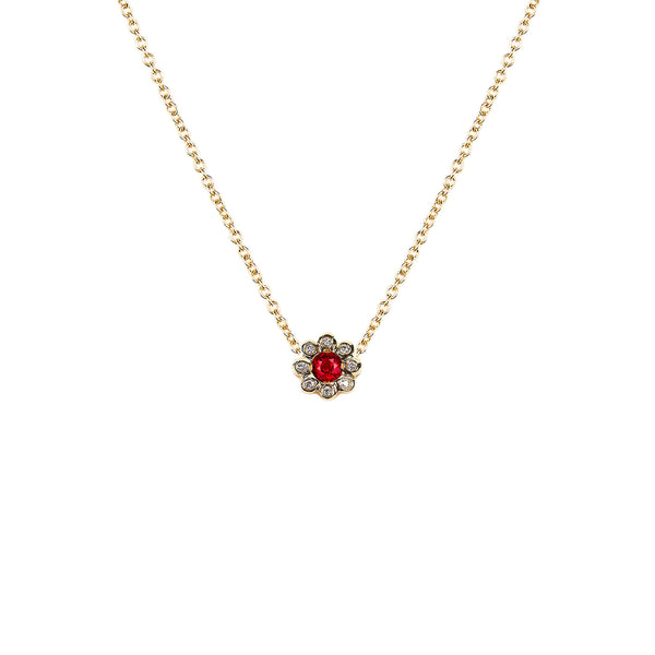 Ruby Diamond Flower Necklace